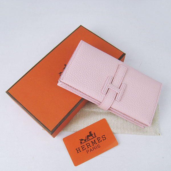 Hermes H015 Calf Leather Wallet Pink Bag